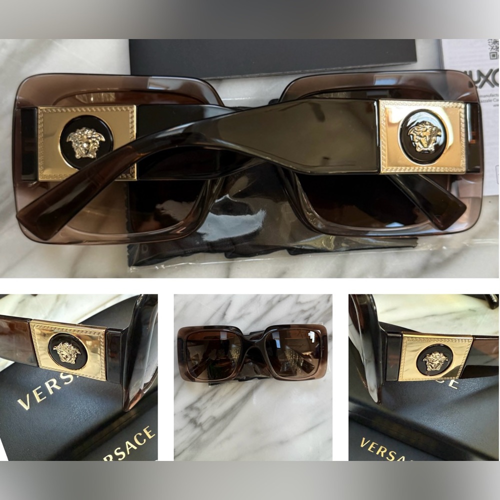 Versace’s Transparent Brown Rectangular Sunnies M… - image 3